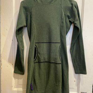 Melanzana Women’s Micro Grid Hoodie Dress - Dark Green Size Small
